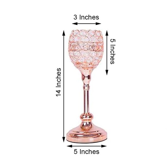 Blush/Rose Gold Acrylic Goblet Votive Candleholder - Picture 2 of 6